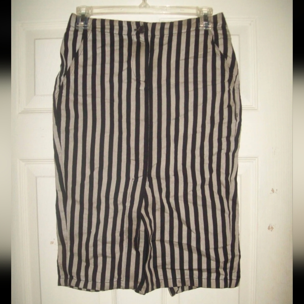 Diesel Skirt 24 Black Gray Striped Linen Cotton Blend Pencil Y2K Festival